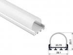 ALU-2401 LED Aluminum Channel - Surface - For Strips Up To 23mm - Silver - 1m / 2m - Frosted Lens