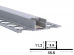 ALU-5511 Drywall LED Aluminum Channel - Recessed - For Strips Up To 12mm - 1m / 2m - Frosted Lens