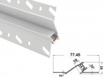 ALU-7720 Drywall LED Aluminum Channel - Recessed - For Strips Up To 10mm - 1m / 2m - Frosted Lens