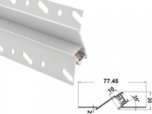 ALU-7720 Drywall LED Aluminum Channel - Recessed - For Strips Up To 10mm - 1m / 2m - Frosted Lens