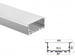 ALU-9535-R LED Aluminum Channel - Recessed - For Strips Up To 70mm - Silver - 1m / 2m - Frosted Lens