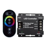 RGB LED Controller - Wireless RF Touch Color Remote with Dynamic Color-Changing Modes - 8 Amps/Channel - Black Touch Remote