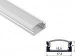 ALU-1205 LED Aluminum Channel - Surface - For Strips Up To 12mm - Silver - 1m / 2m - Frosted Lens