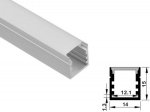 ALU-1415 LED Aluminum Channel - Surface - For Strips Up To 12mm - Silver - 1m / 2m - Frosted Lens