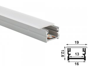 ALU-1602-1-R LED Aluminum Channel - Recessed - For Strips Up To 13mm - Silver - 1m / 2m - Frosted Lens