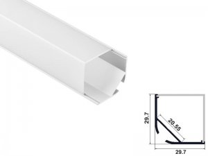 ALU-2003-COR 30 x 30 Wide Rounded Corner Aluminum Channel - Corner - For Strips Up To 20mm - 1m / 2m – Including Diffuser