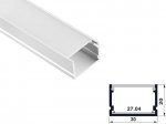 ALU-2006 LED Aluminum Channel - Surface - For Strips Up To 27mm - Silver - 1m / 2m - Frosted Lens