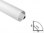 ALU-3030R-COR 30 x 30 Wide Rounded Corner Aluminum Channel - Corner - For Strips Up To 20mm - 1m / 2m – Including Diffuser