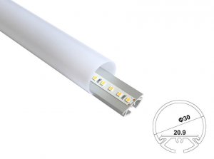 ALU-30 Aluminum Channel - Surface / Hanging mount - For Strips Up To 20mm - Silver - 1m / 2m - Frosted Lens