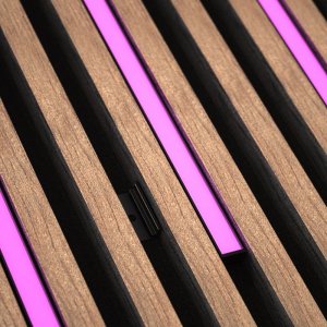 DarkMatters Slat Wall Neon Pink 2.4 MTR Roll 24V 24W - IP67 Waterproof - Black Silicone Neon Flex Side Bend DM1509