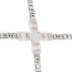 Solderless Clamp-On Cross Connector for 10mm RGB LED Strip Lights