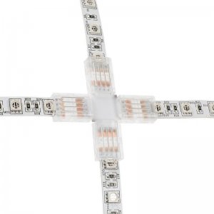 Solderless Clamp-On Cross Connector for 10mm RGB LED Strip Lights
