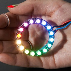 NeoPixel Ring - 16 x 5050 RGBW LEDs w/ Integrated Drivers - Warm White - ~3000K