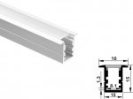 ALU-1615-R LED Aluminum Channel - Recessed - For Strips Up To 8mm - Silver - 1m / 2m - Frosted Lens