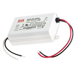 Mean Well LED Switching Power Supply - PCD Series 20-25W AC Dimmable LED Constant Current Driver - A-Type - 350mA - 40-58 VDC