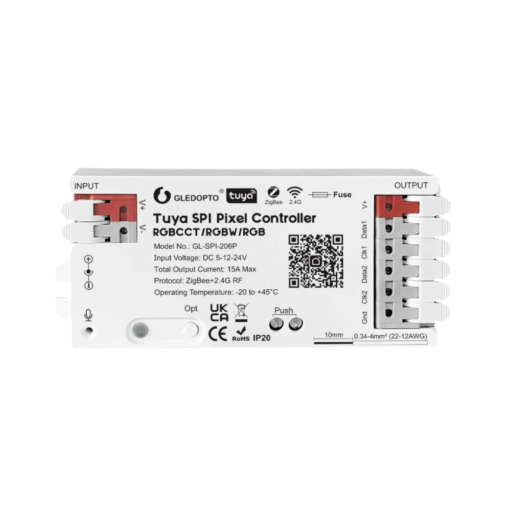 GLEDOPTO Zigbee Tuya SPI Pixel Controller RGBCCT RGBW RGB WiFi LED Controller Music Sync Work with Smart Life Google Alexa Yandex GL-SPI-206P