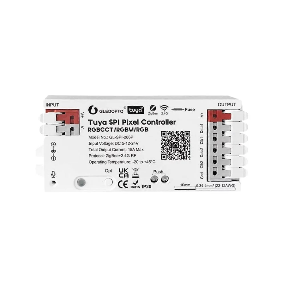 GLEDOPTO Tuya SPI Pixel Controller RGBCCT RGBW RGB WiFi LED Controller Music Sync Work with Smart Life Google Alexa Yandex GL-SPI-206W