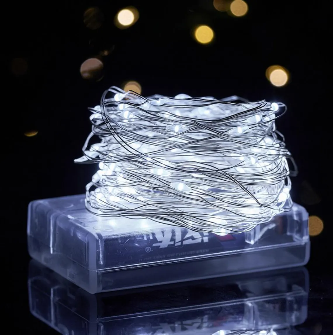Cool White LED Battery 3AA Operated String Fairy Lights Xmas Christmas New Year Wire Copper Party Décor 1M 3M 5M 10M