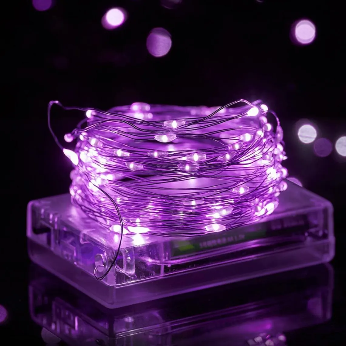 Purple LED Battery 3AA Operated String Fairy Lights Xmas Christmas New Year Wire Copper Party Décor 1M 3M 5M 10M