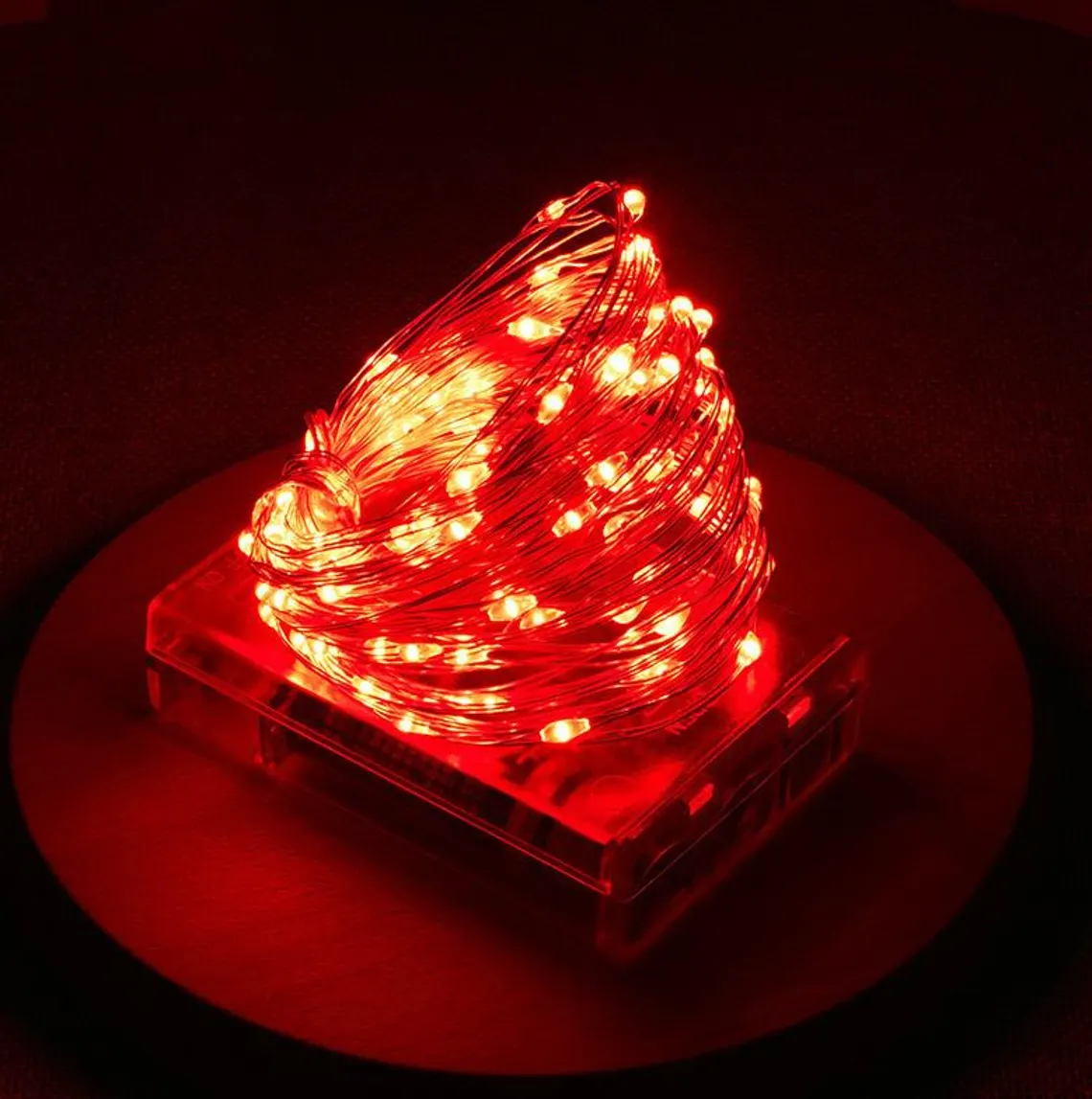 Red LED Battery 3AA Operated String Fairy Lights Xmas Christmas New Year Wire Copper Party Décor 1M 3M 5M 10M