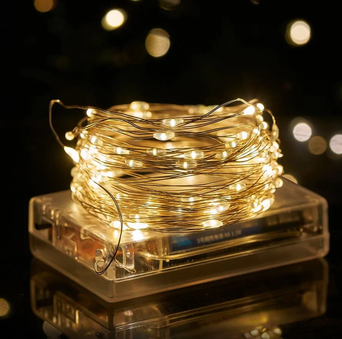Warm White LED Battery 3AA Operated String Fairy Lights Xmas Christmas New Year Wire Copper Party Décor 1M 3M 5M 10M