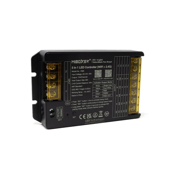 HW5 MiBoxer 5-In-1 Receiver / Controller WiFi + 2.4G RF (30A)