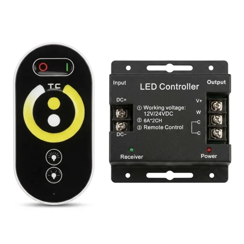 Tunable White LED Controller - Wireless RF Touch Color Remote - 6 Amps/Channel - VCT Remote