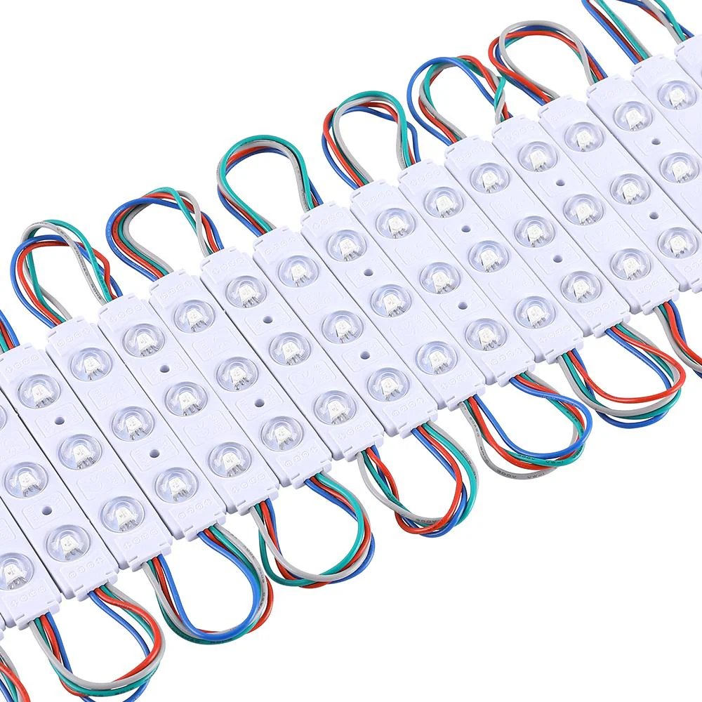 RGB LED Module Lights, 3LEDs/Mod, DC12V, 0.65W, Waterproof Decorative Light for Letter Sign Advertising Signs with Tape Adhesive Backside (20-Pack)