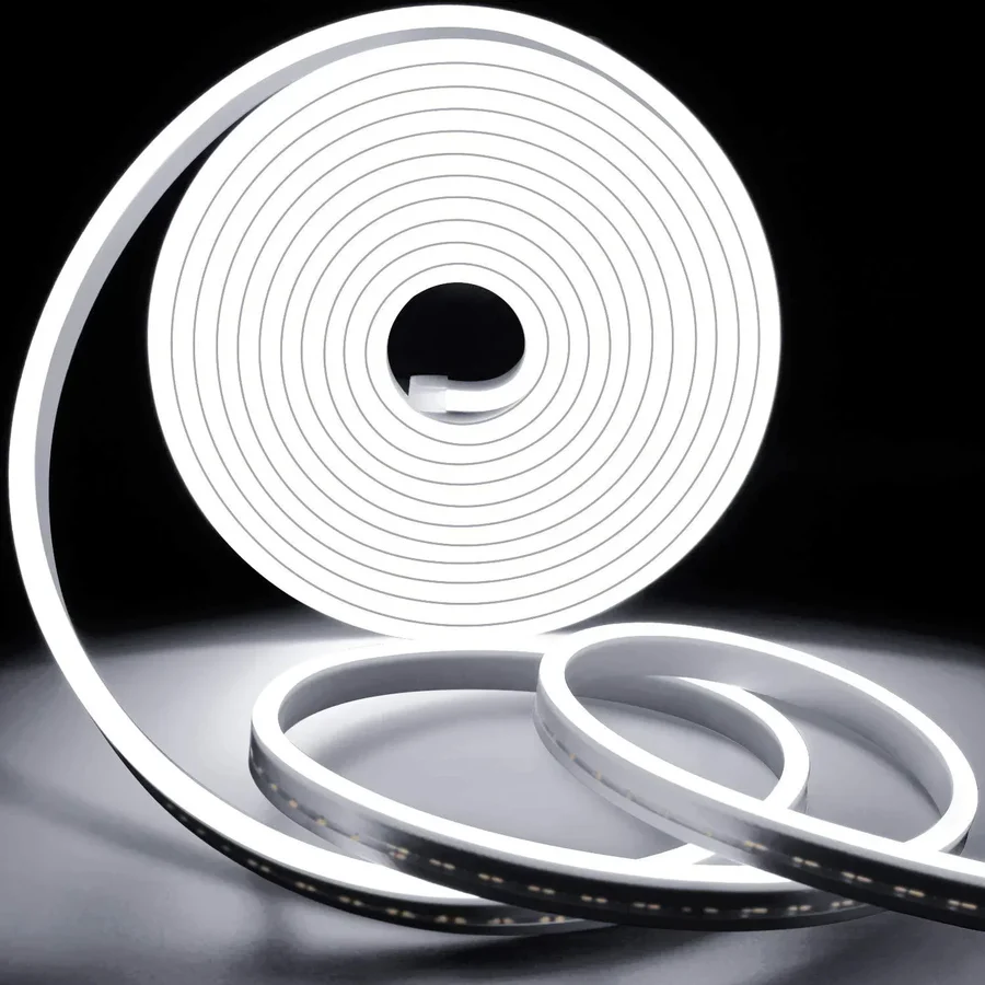 5m Mini Cool White Neon Flex 6000K 12V 6x12mm 120LEDs/m IP65 2.5cm Cut