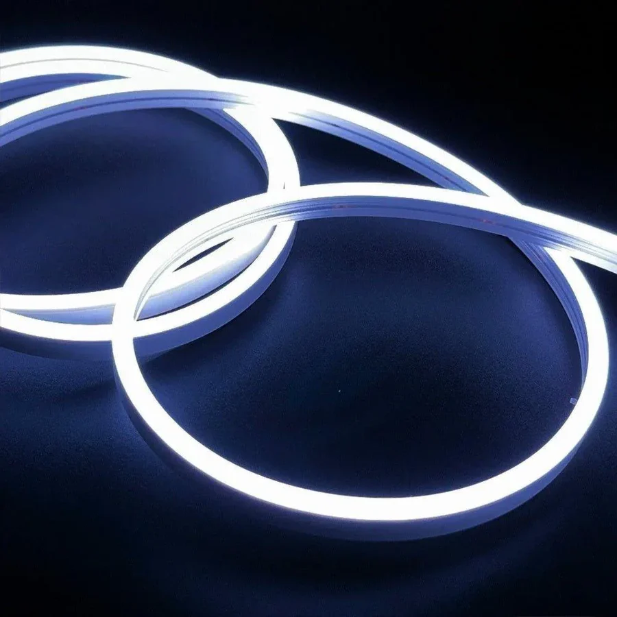 5m Cool White Neon Flex 6000K 12V 8x16mm 120 LEDs/m IP65 Waterproof 2.5cm Cut