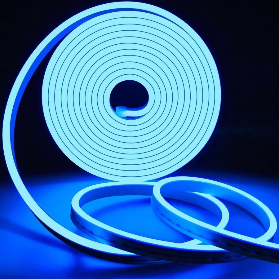5m Mini Blue LED Neon Flex DC 12V 6x12mm 120LED/m IP65 Waterproof 2.5cm Cut