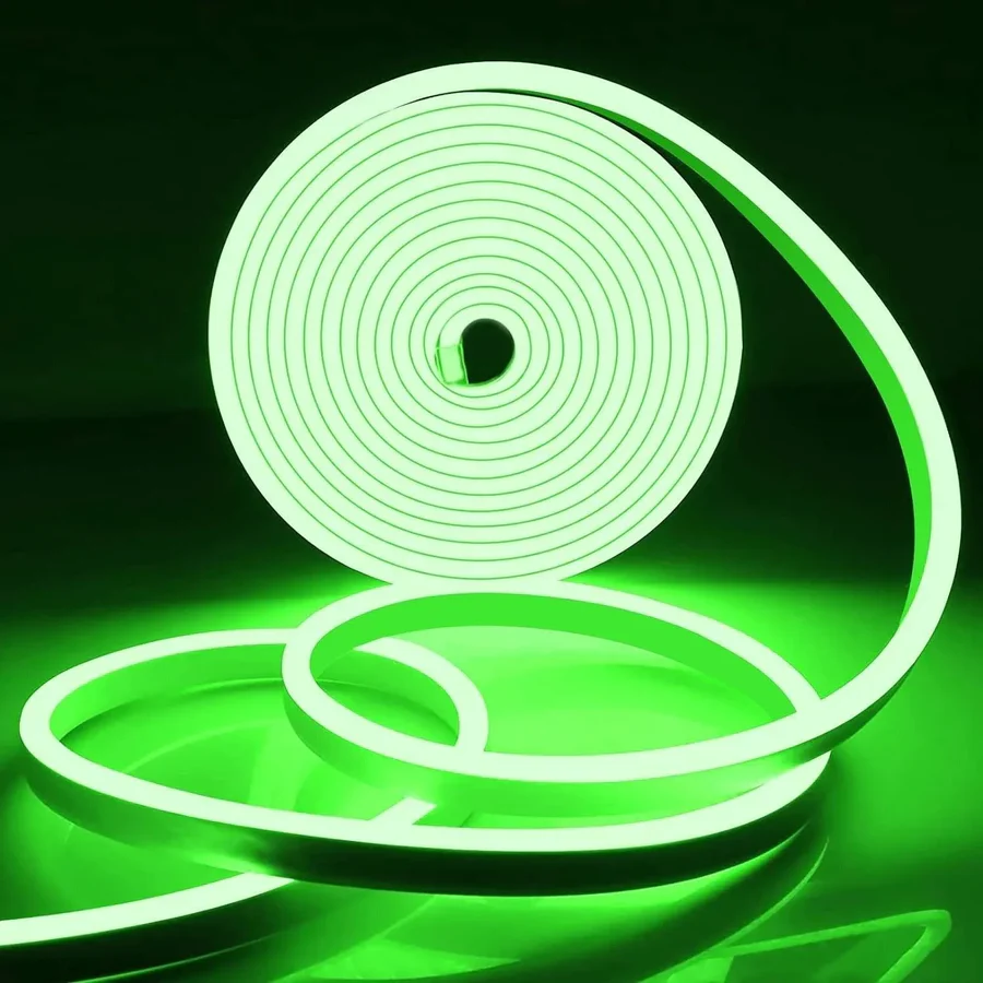 5m Mini Green LED Neon Flex DC 12V 6x12mm 120LED/m IP65 Waterproof 2.5cm Cut