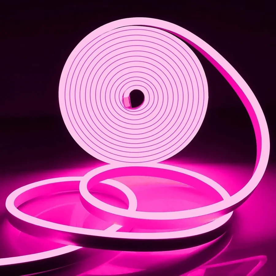 5m Pink Neon Flex 12V 6x12mm 120LEDs/m IP65 Waterproof 2.5cm Cut