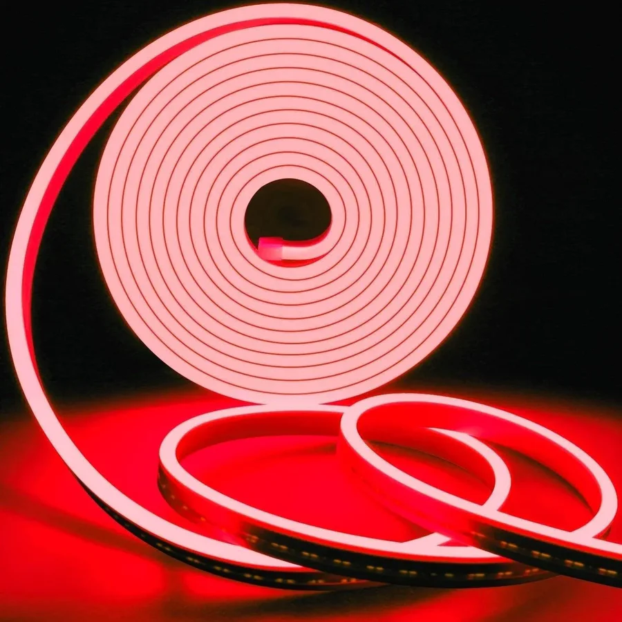 5m Red Neon Flex 12V 6x12mm 120LEDs/m IP65 Waterproof 2.5cm Cut