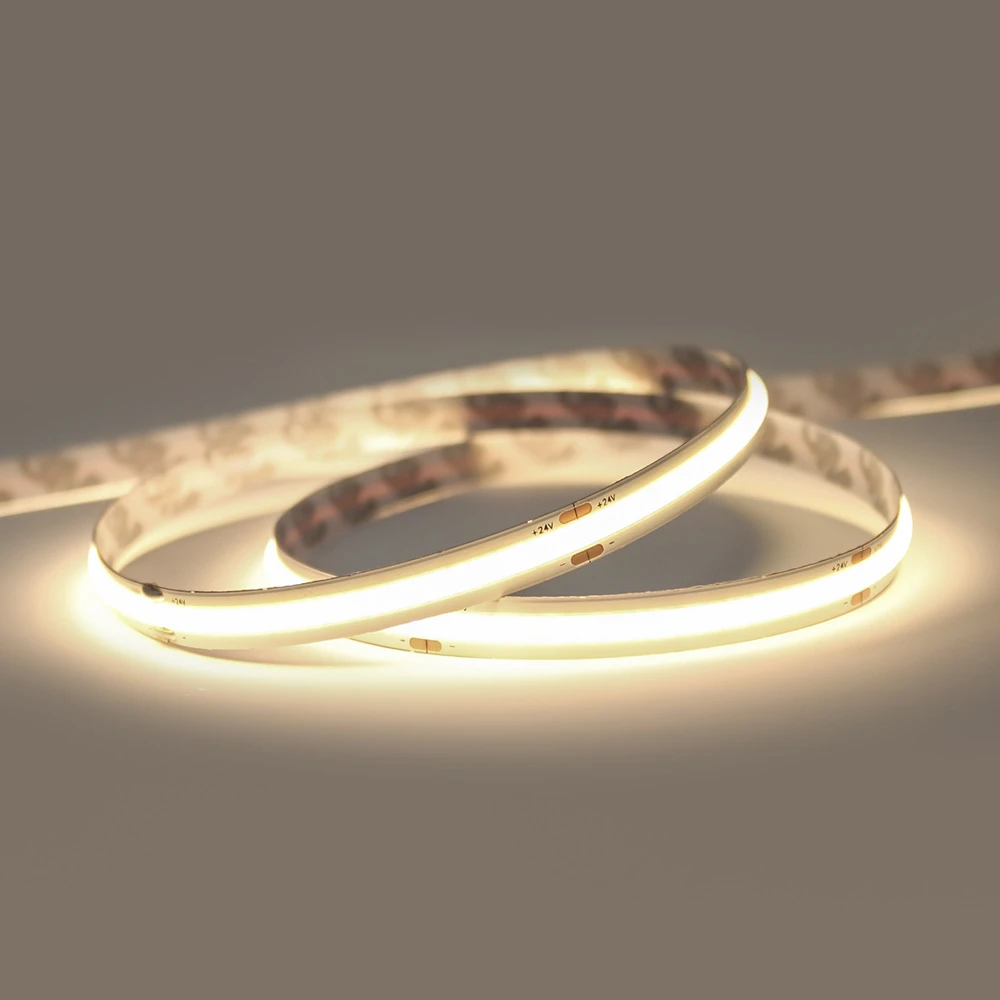 Professional Series COB Continuous LED Tape, 11.2w p/m, High CRI, 3000K CRI>90, IP20, 12V / 24V, 5 Metre Reel
