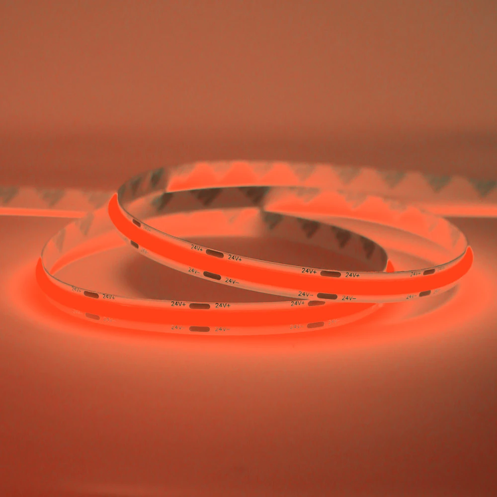 Professional Series COB Continuous LED Tape, 11.2w p/m, Red, 5 Metre Reel, 12V / 24V