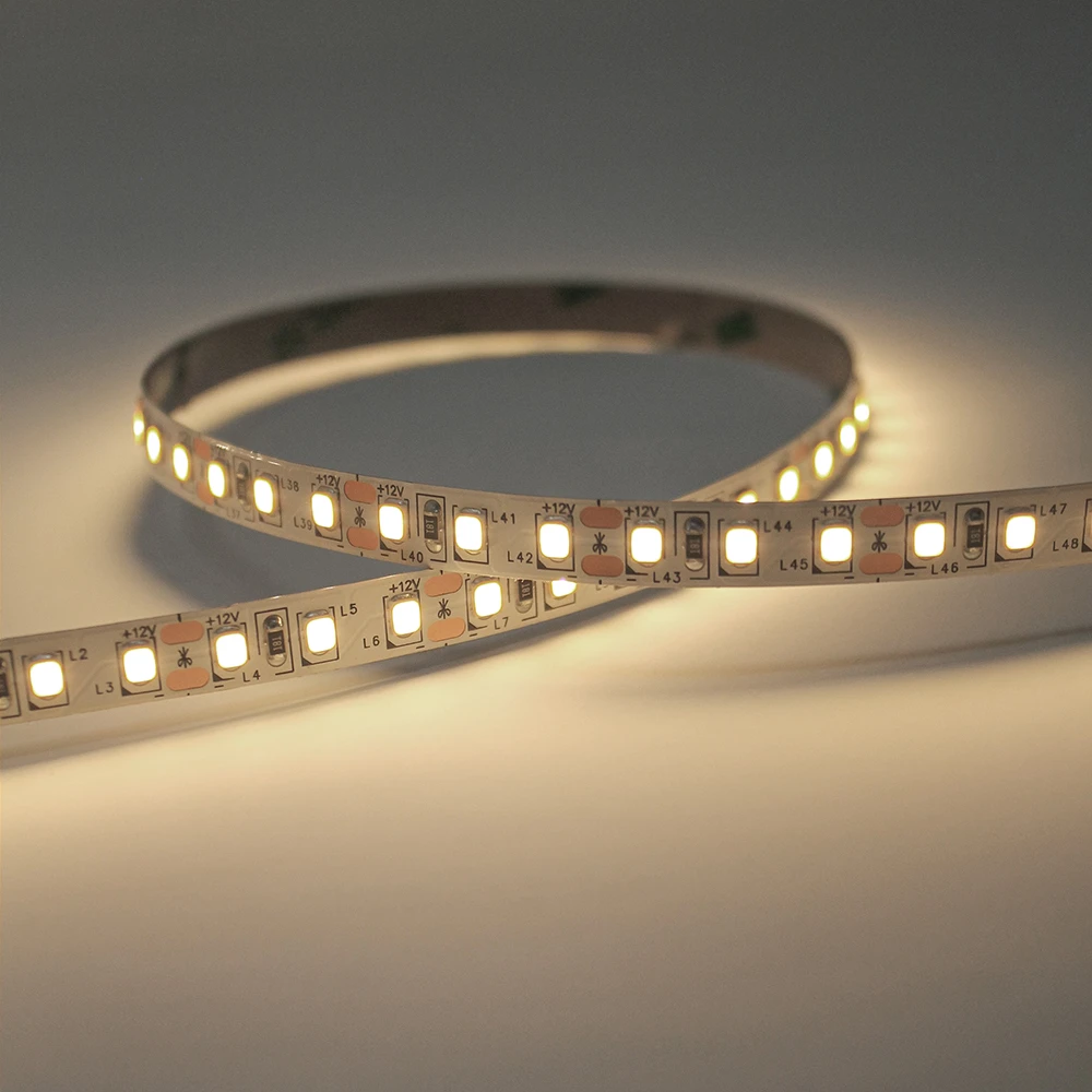White LED Strip Light, 120 LEDs 9.6w p/m LED Tape, 12V/24V, Warm White 3000K, IP20, 5 Metre Reel