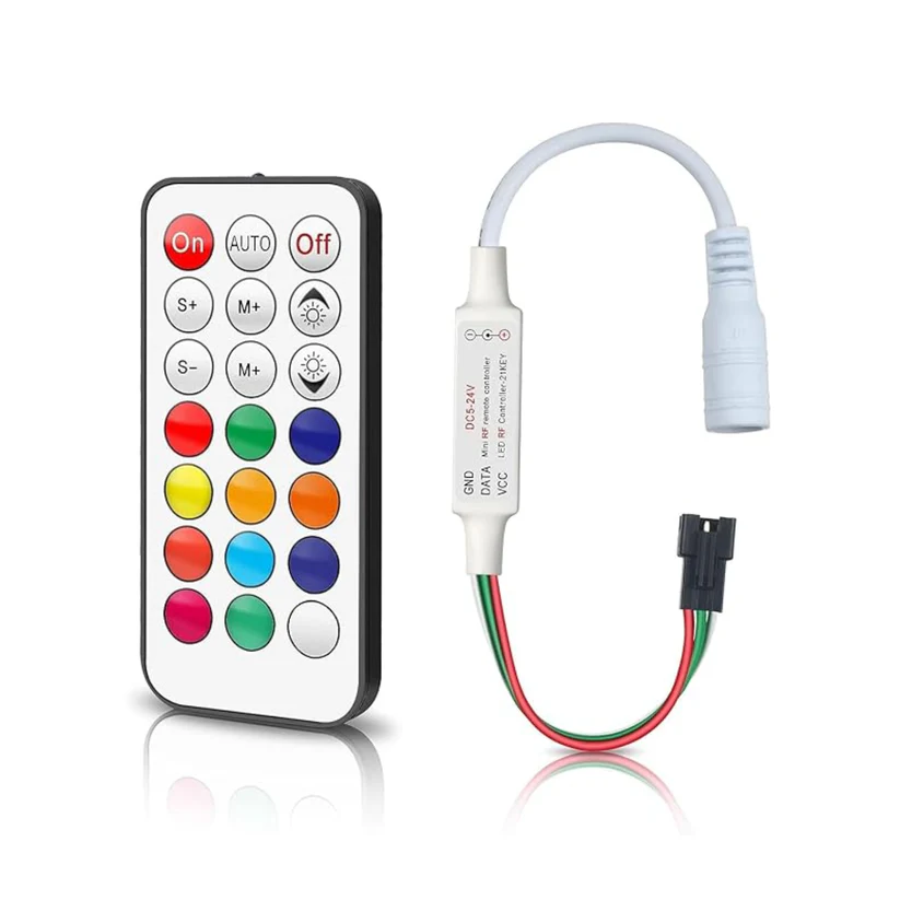 DC5-24V 21 Key Mini RF Remote Controller WS2811 WS2812B LED Dream Color Strip Light Remote