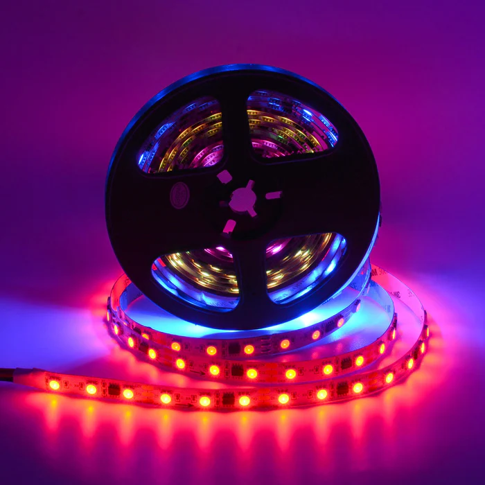 5m Digital RGB LED Strip Light - Addressable Color-Chasing LED Tape Light - WS2811 SPI 5050 RGB LED Strip Light, 20px/M - 12V