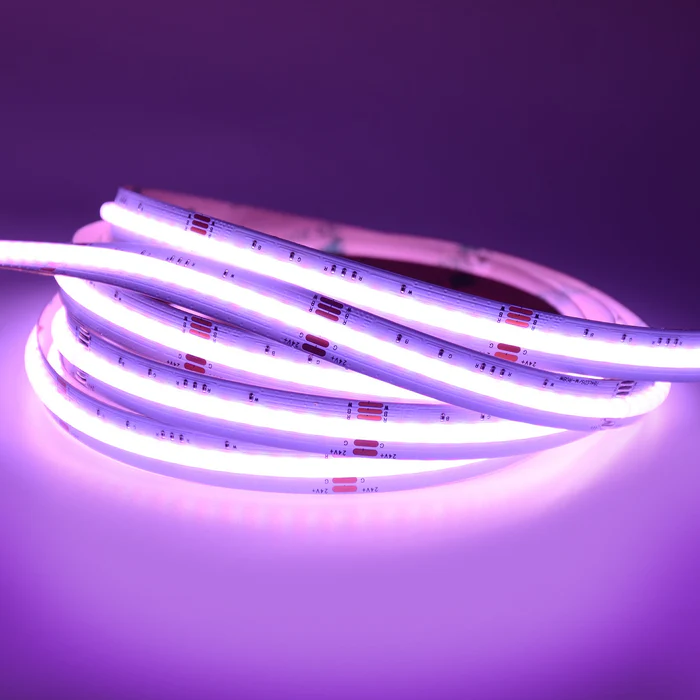 LED COB Strip Light, Seamless, 5M Reel, IP20, 24V, 12mm Wide, RGB+White