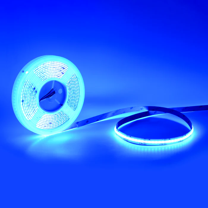 5m RGB+CCT LED COB Strip Light, Seamless, IP20, 24V, 12mm Wide