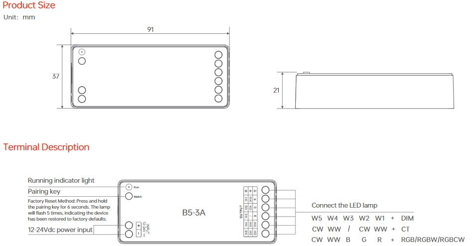NFC programmable RGBCW Matter LED Controller MA-C5