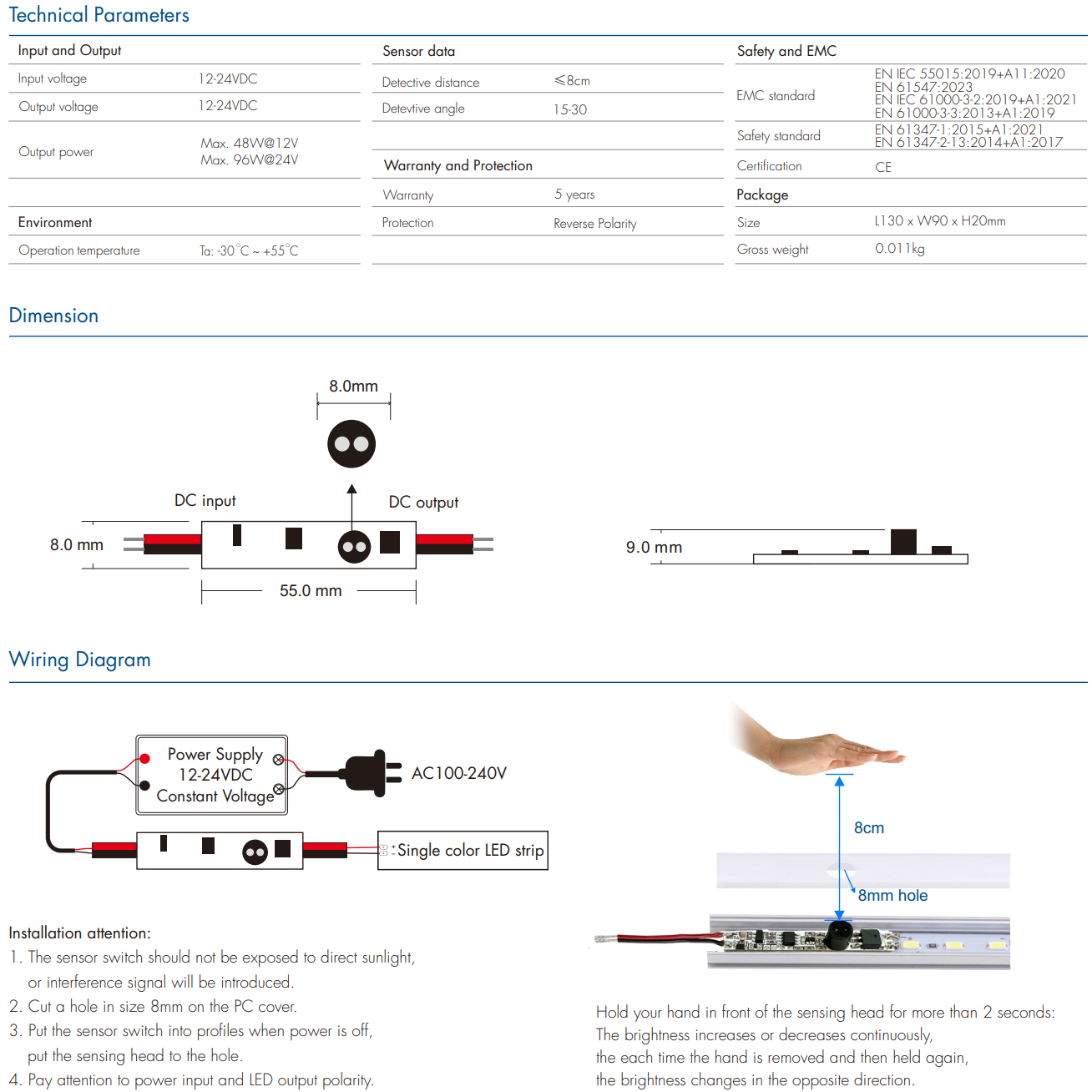 LED Waterproof DMX512 and RDM Decoder - 4 Channel - 5 Amp - 12-36V - Digital Display - DS-WDMX45