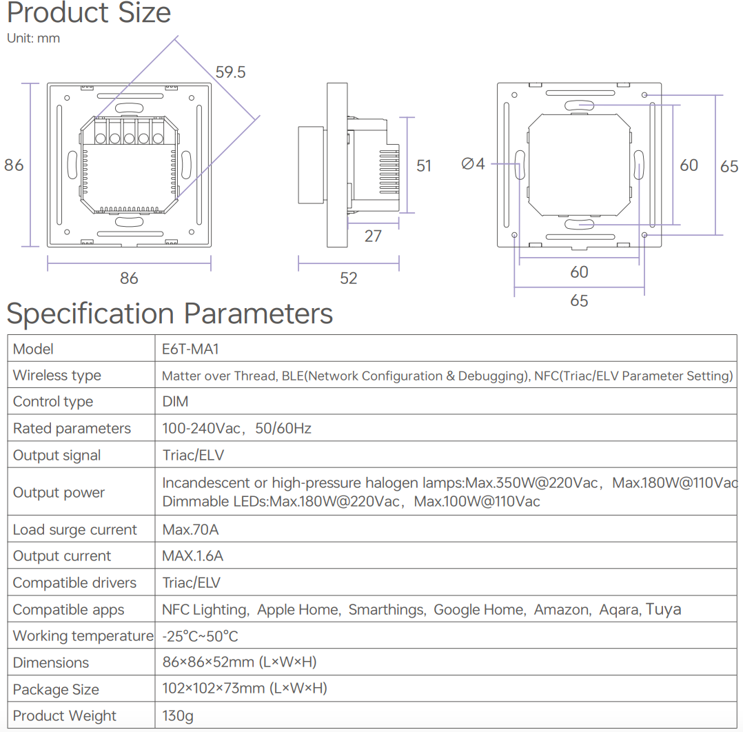 NFC programmable RGBCW Matter LED Controller MA-C5