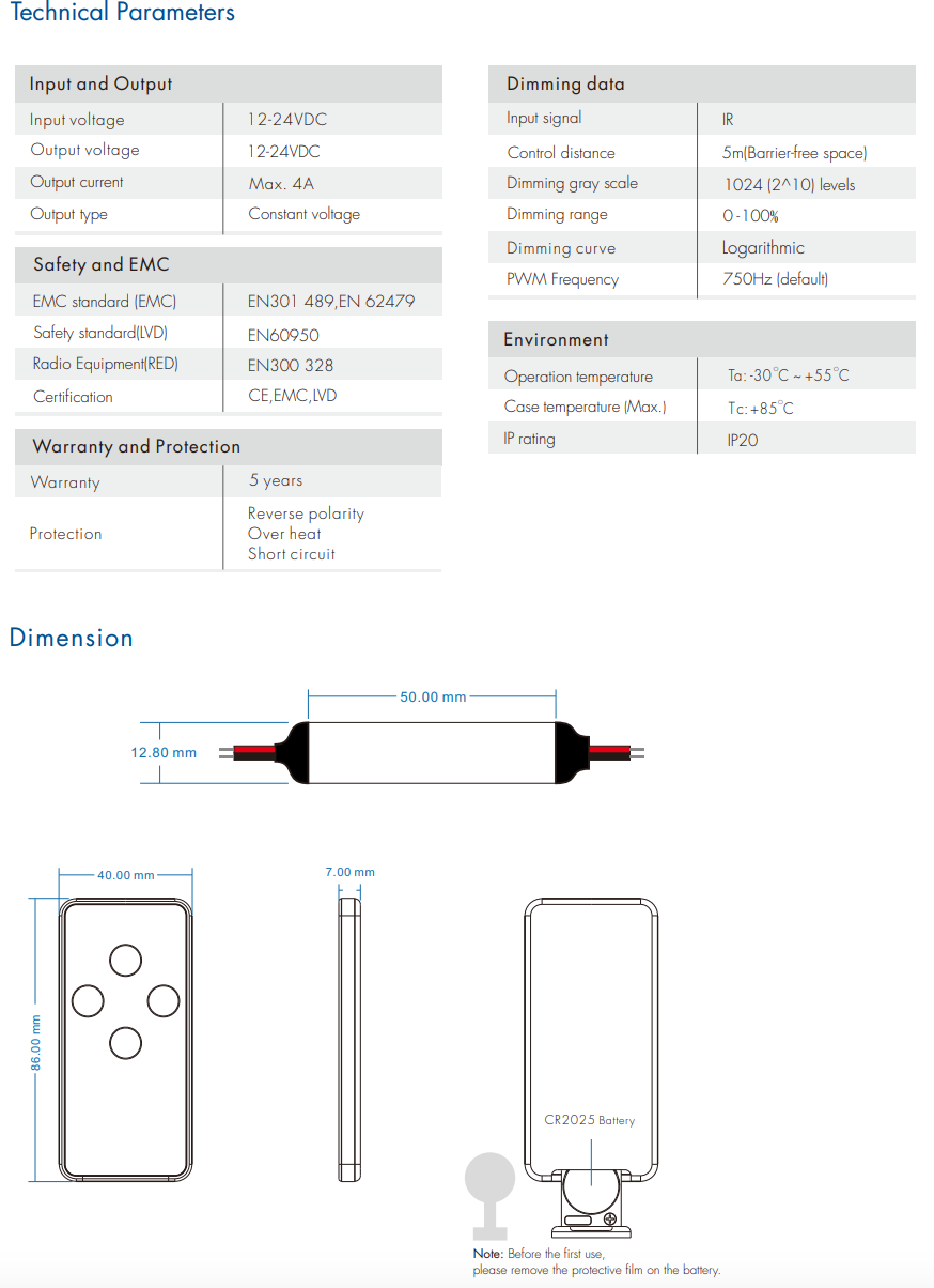 LED Waterproof DMX512 and RDM Decoder - 4 Channel - 5 Amp - 12-36V - Digital Display - DS-WDMX45