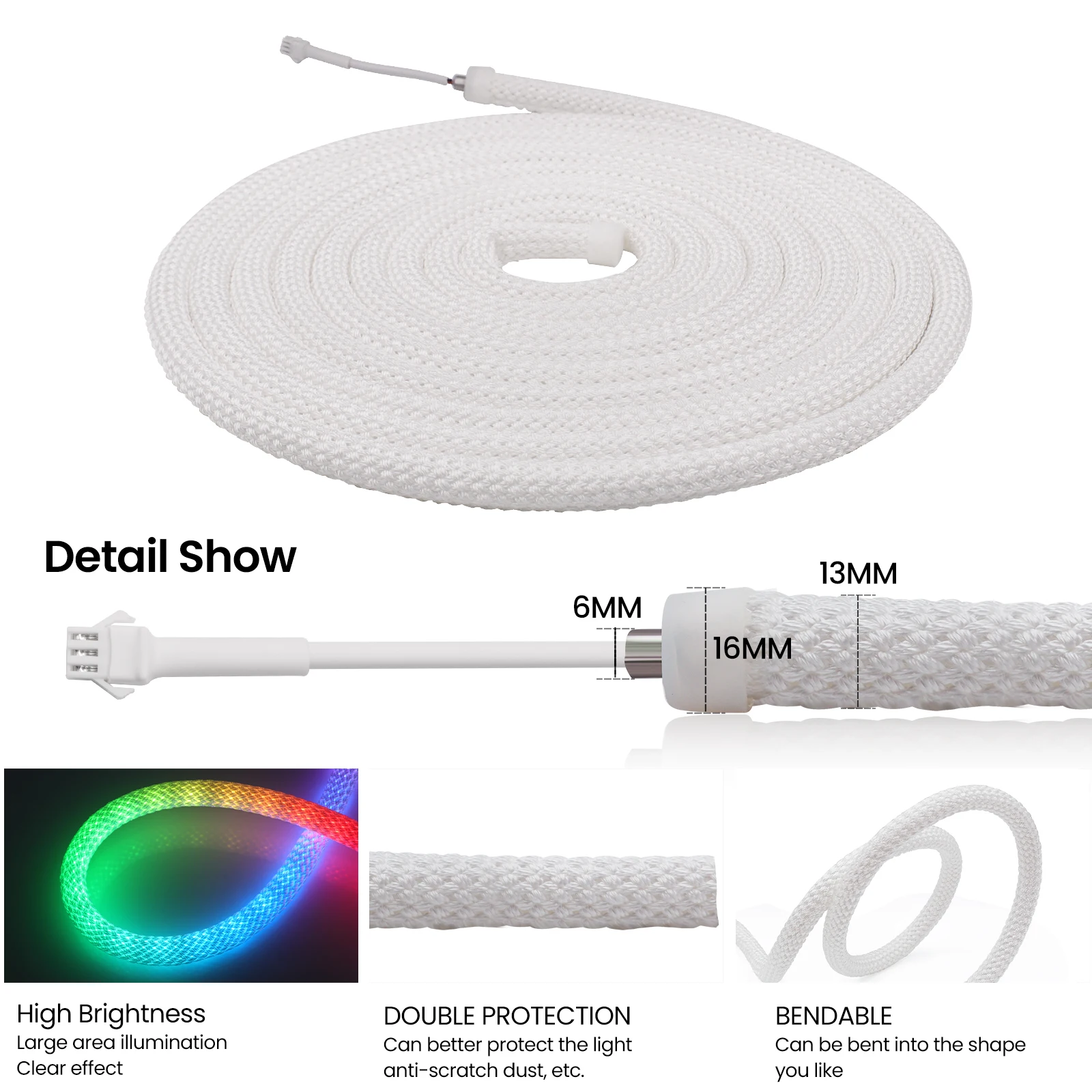 5m Mini Cool White Neon Flex 6000K 24V 4x10mm IP65 Waterproof 168LEDs/m