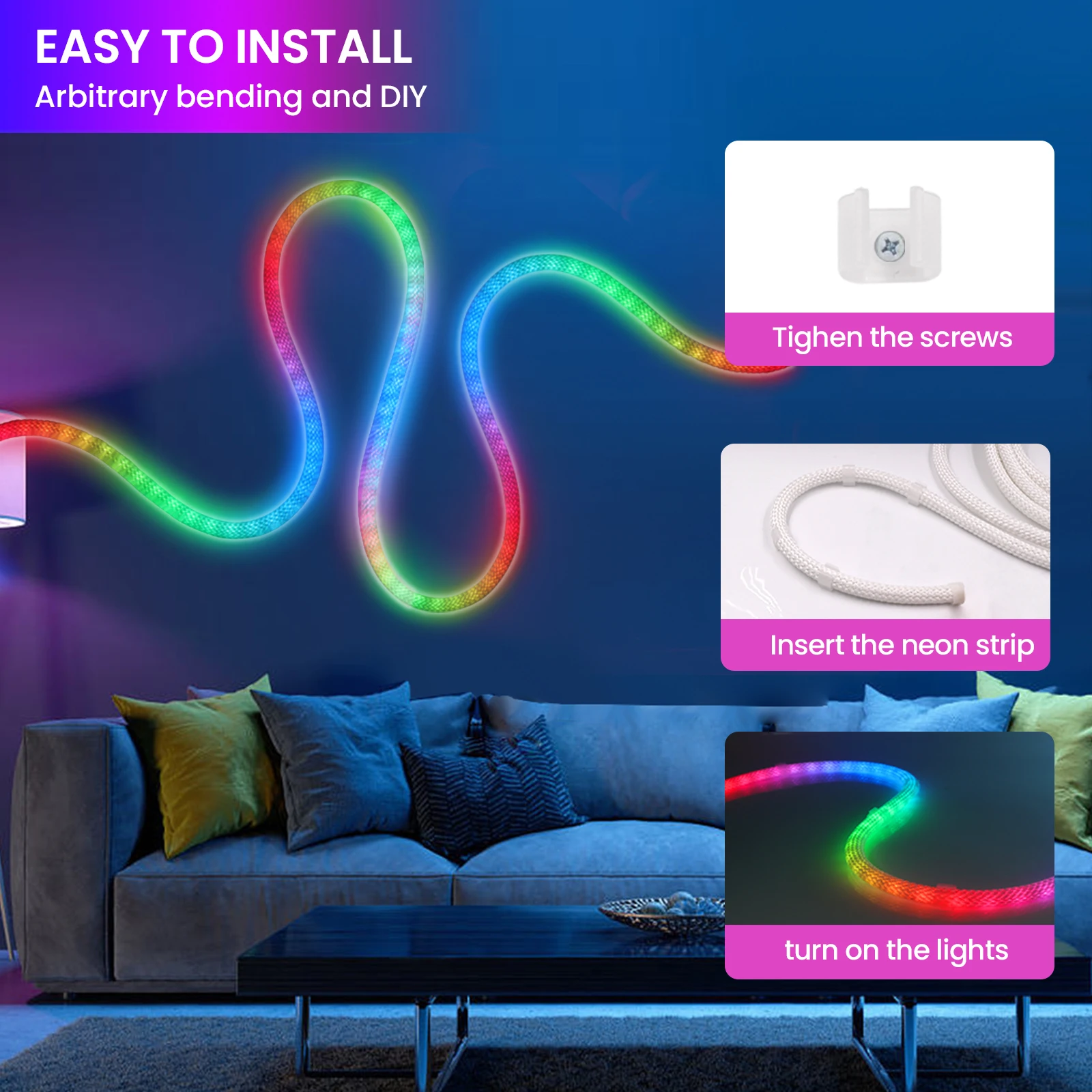 5m Mini Cool White Neon Flex 6000K 24V 4x10mm IP65 Waterproof 168LEDs/m