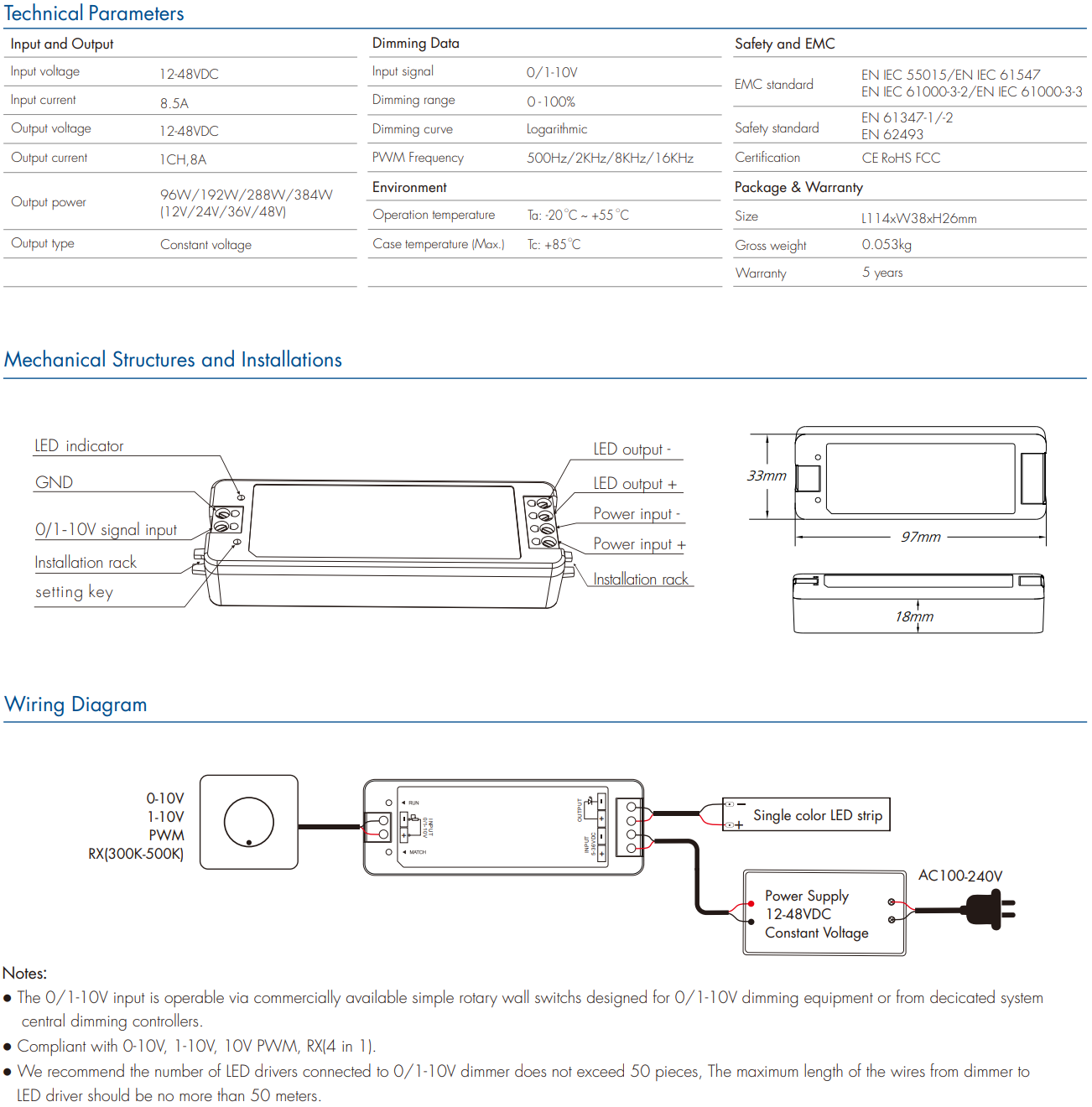 LED Waterproof DMX512 and RDM Decoder - 4 Channel - 5 Amp - 12-36V - Digital Display - DS-WDMX45