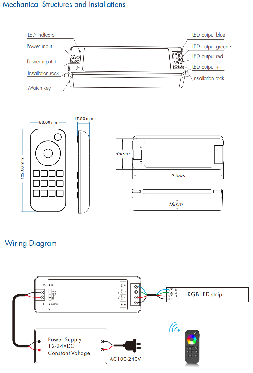 LED Waterproof DMX512 and RDM Decoder - 4 Channel - 5 Amp - 12-36V - Digital Display - DS-WDMX45