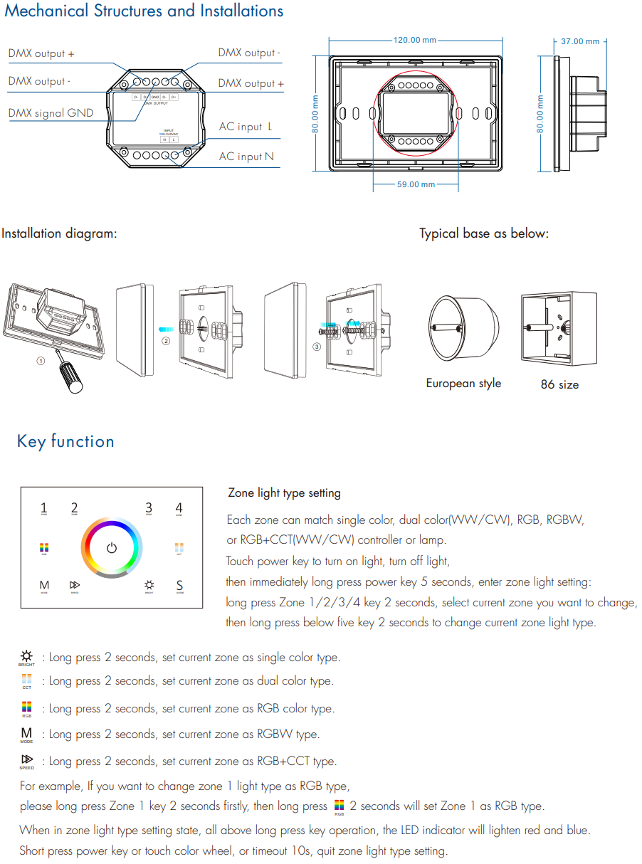 LED Waterproof DMX512 and RDM Decoder - 4 Channel - 5 Amp - 12-36V - Digital Display - DS-WDMX45